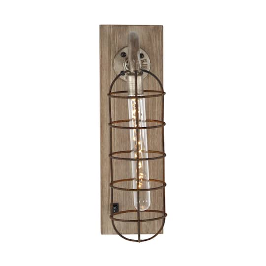 15" Brown Iron Industrial LED Wall Sconce